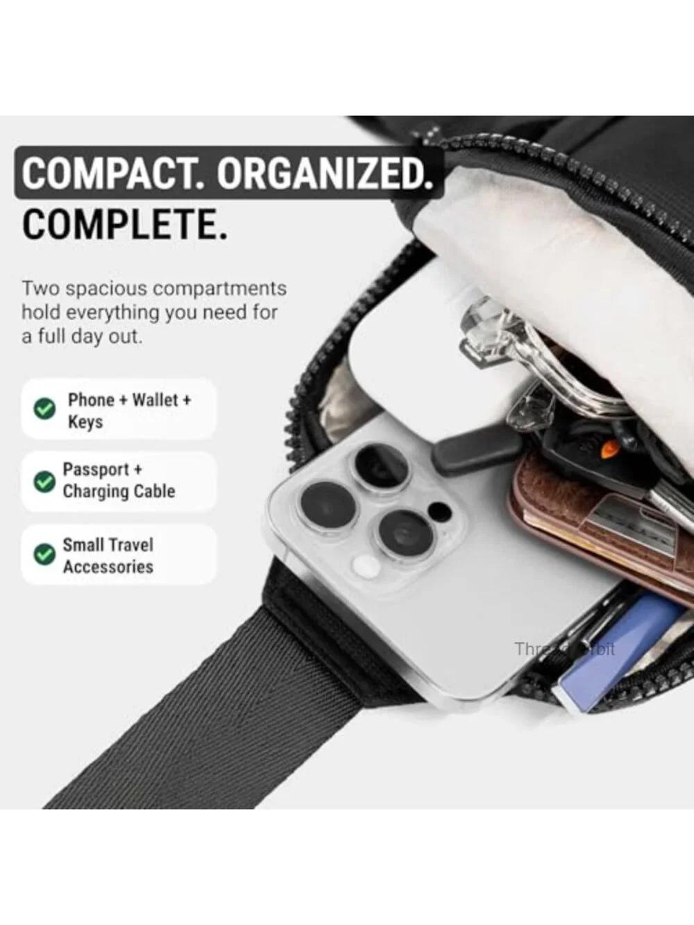 Small Water Resistant Crossbody Multipocket Chest Bag with Anti-Theft RFID
